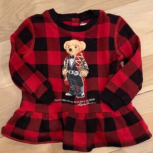 Ralph Lauren Kids Plaid Sweater with Bear Graphic